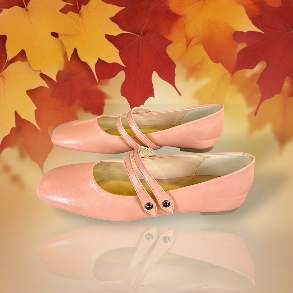 NWOT C. Paravano Square Toe Double Strap Mary Jane Flats in Pink Size 41 = 10.5 - Picture 9 of 16